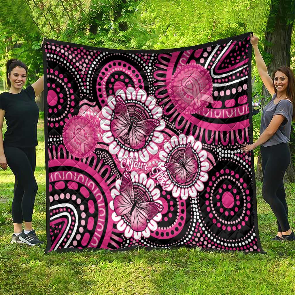 Personalised Australia Indigenous Quilt Breast Cancer Ribbon Think Pink - Black Version LT14