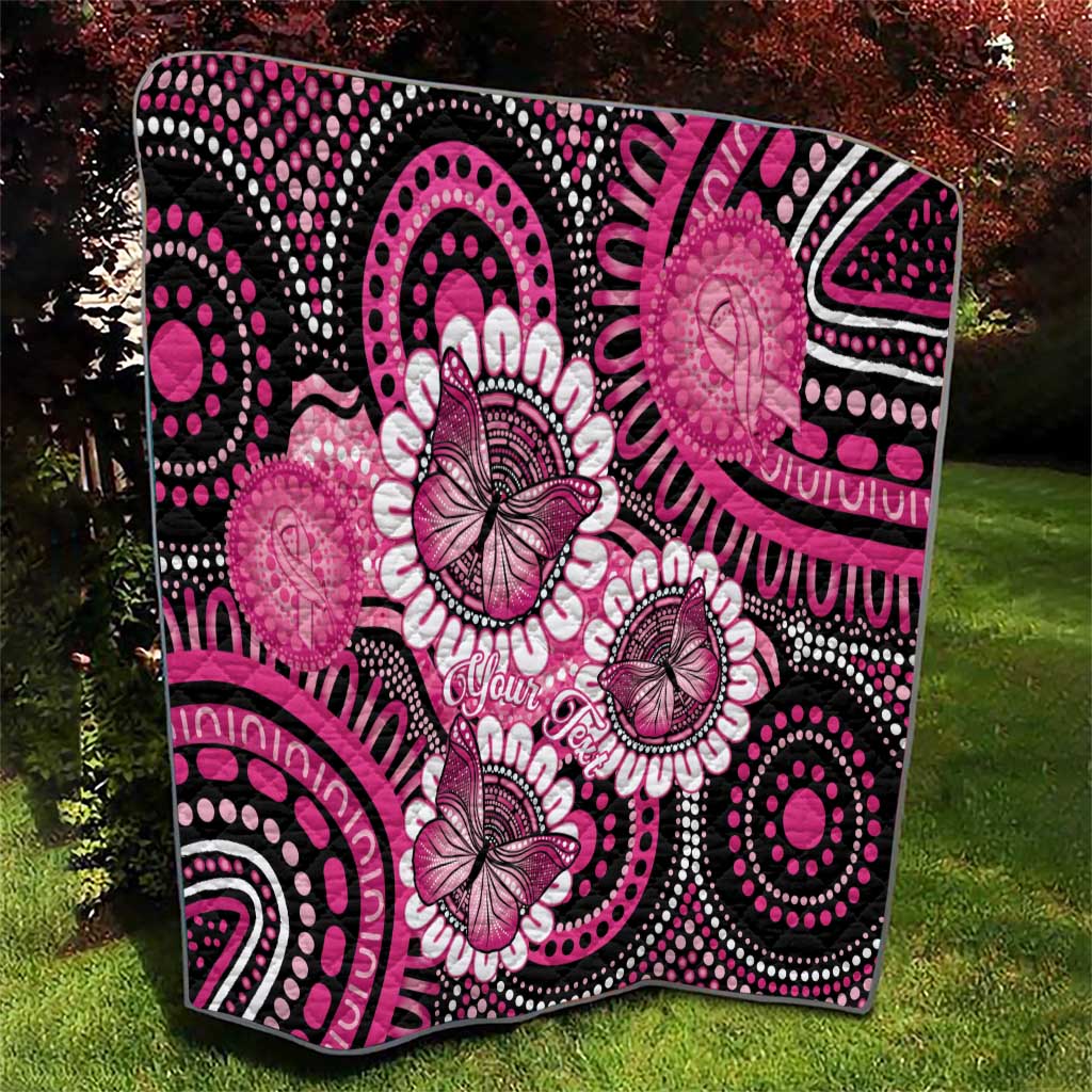 Personalised Australia Indigenous Quilt Breast Cancer Ribbon Think Pink - Black Version LT14