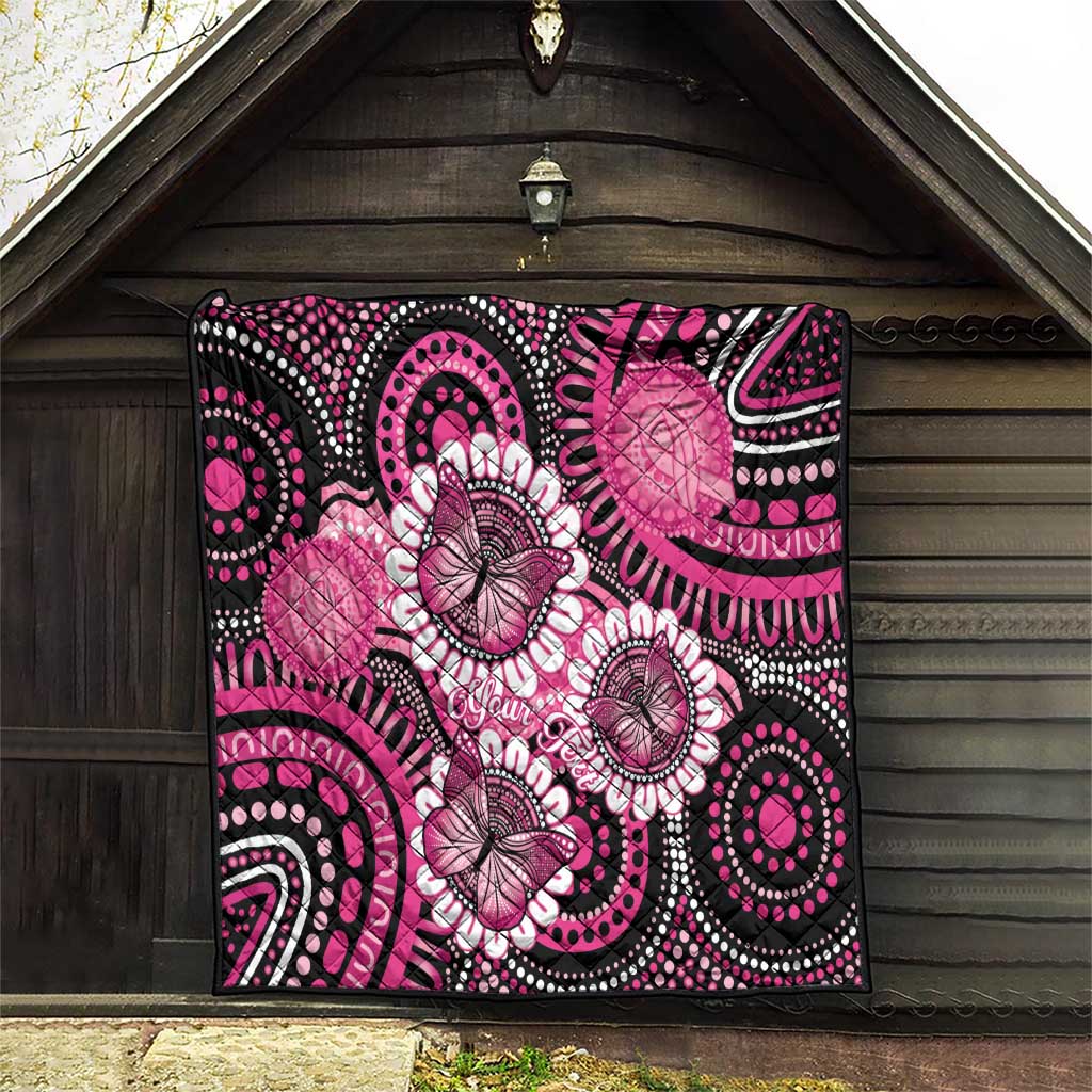 Personalised Australia Indigenous Quilt Breast Cancer Ribbon Think Pink - Black Version LT14