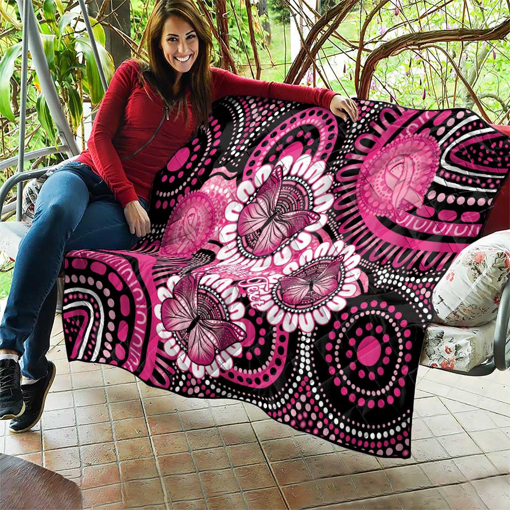 Personalised Australia Indigenous Quilt Breast Cancer Ribbon Think Pink - Black Version LT14