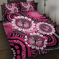 Personalised Australia Indigenous Quilt Bed Set Breast Cancer Ribbon Think Pink - Black Version LT14
