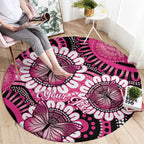 Personalised Australia Indigenous Round Carpet Breast Cancer Ribbon Think Pink - Black Version LT14