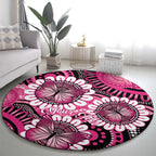 Personalised Australia Indigenous Round Carpet Breast Cancer Ribbon Think Pink - Black Version LT14