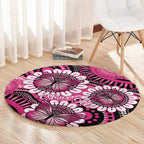 Personalised Australia Indigenous Round Carpet Breast Cancer Ribbon Think Pink - Black Version LT14