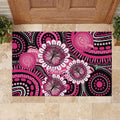 Personalised Australia Indigenous Rubber Doormat Breast Cancer Ribbon Think Pink - Black Version LT14