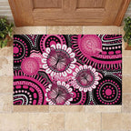 Personalised Australia Indigenous Rubber Doormat Breast Cancer Ribbon Think Pink - Black Version LT14