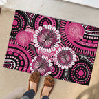 Personalised Australia Indigenous Rubber Doormat Breast Cancer Ribbon Think Pink - Black Version LT14