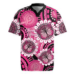 Personalised Australia Indigenous Rugby Jersey Breast Cancer Ribbon Think Pink - Black Version LT14