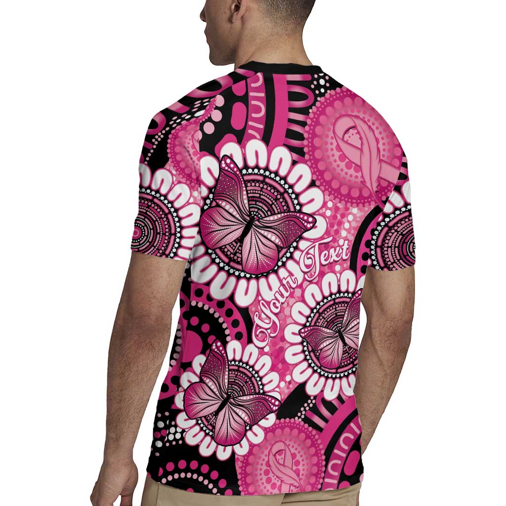 Personalised Australia Indigenous Rugby Jersey Breast Cancer Ribbon Think Pink - Black Version LT14