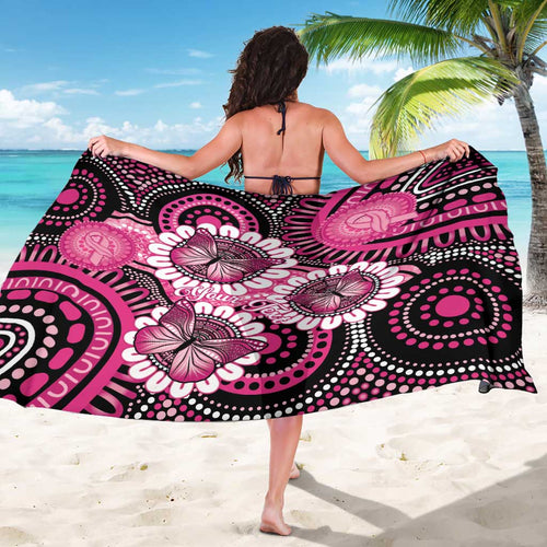 Personalised Australia Indigenous Sarong Breast Cancer Ribbon Think Pink - Black Version LT14
