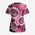 Personalised Australia Indigenous Scrub Top Breast Cancer Ribbon Think Pink - Black Version LT14