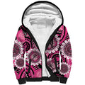 Personalised Australia Indigenous Sherpa Hoodie Breast Cancer Ribbon Think Pink - Black Version LT14