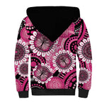 Personalised Australia Indigenous Sherpa Hoodie Breast Cancer Ribbon Think Pink - Black Version LT14