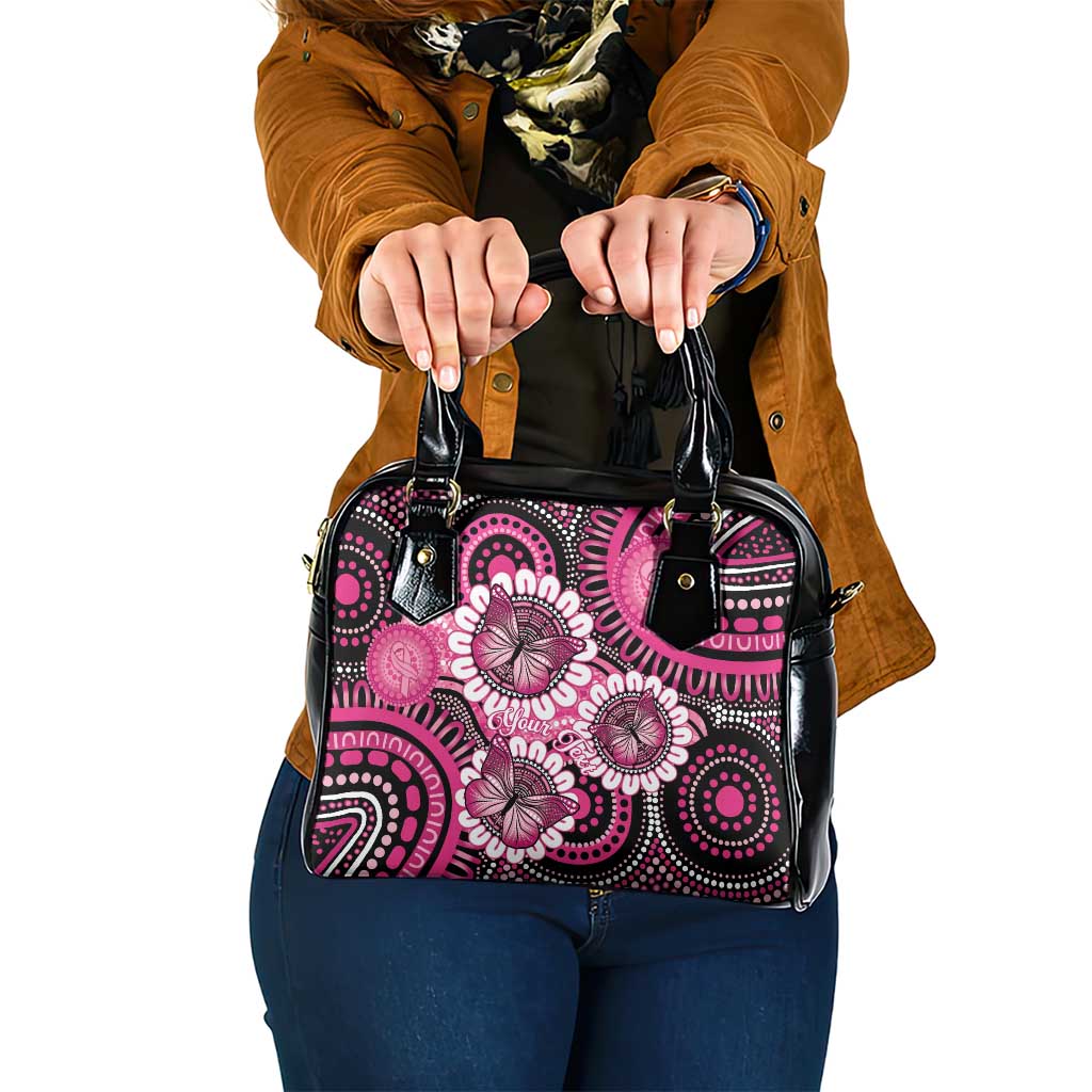 Personalised Australia Indigenous Shoulder Handbag Breast Cancer Ribbon Think Pink - Black Version LT14