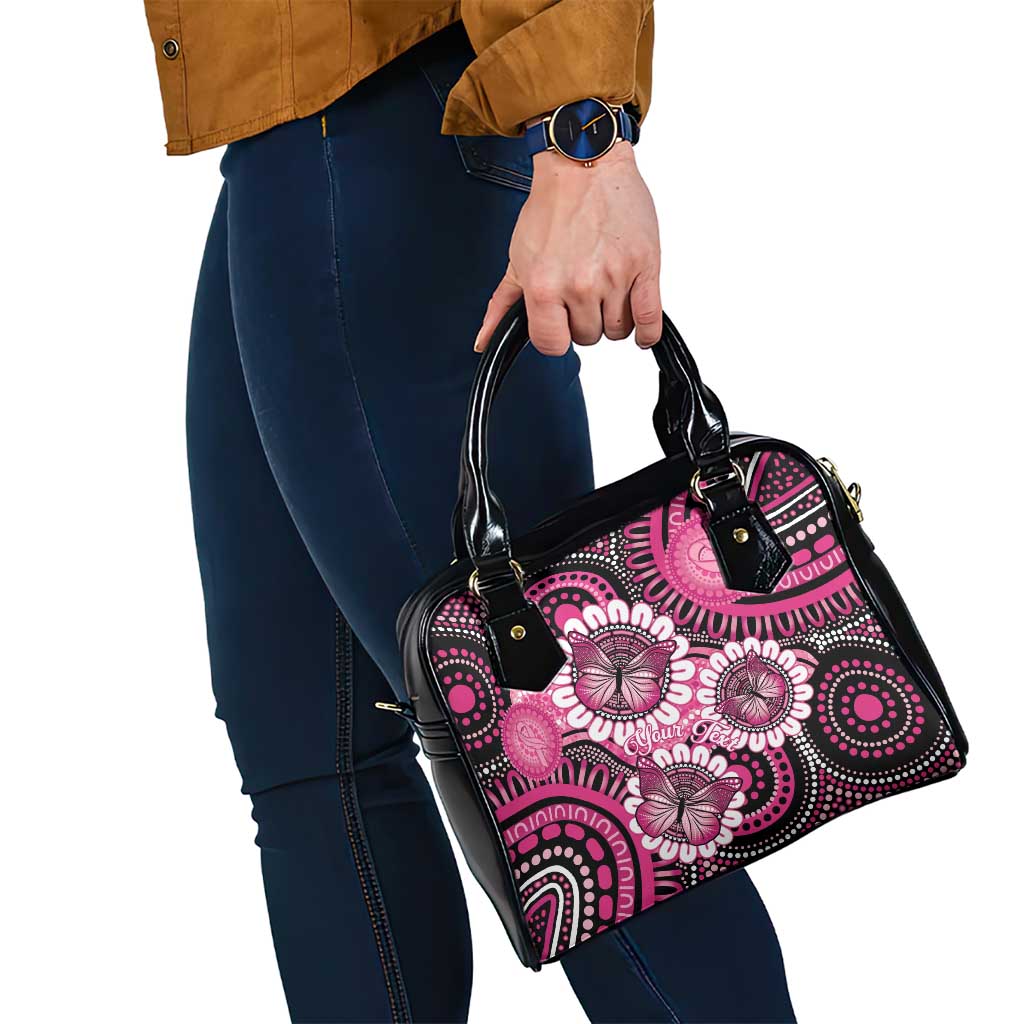 Personalised Australia Indigenous Shoulder Handbag Breast Cancer Ribbon Think Pink - Black Version LT14