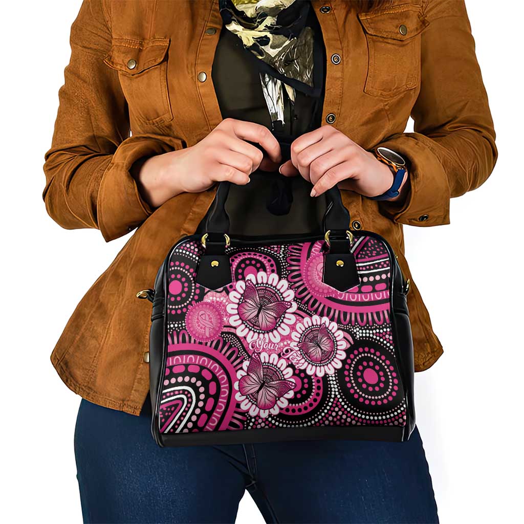 Personalised Australia Indigenous Shoulder Handbag Breast Cancer Ribbon Think Pink - Black Version LT14