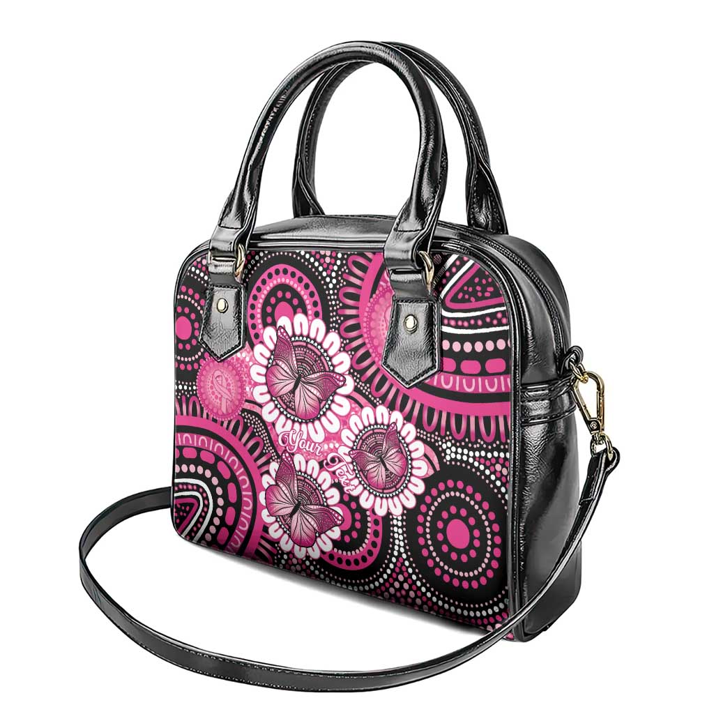 Personalised Australia Indigenous Shoulder Handbag Breast Cancer Ribbon Think Pink - Black Version LT14