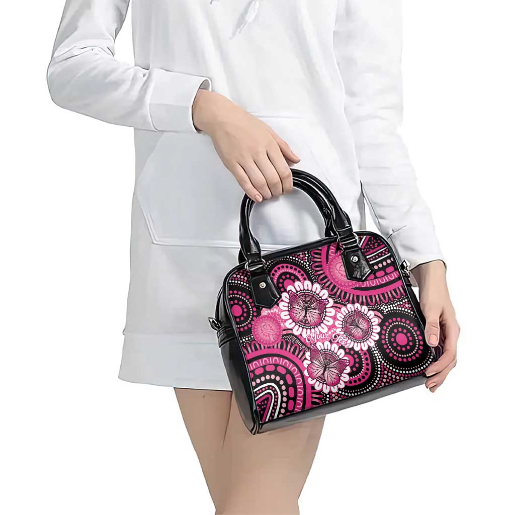 Personalised Australia Indigenous Shoulder Handbag Breast Cancer Ribbon Think Pink - Black Version LT14