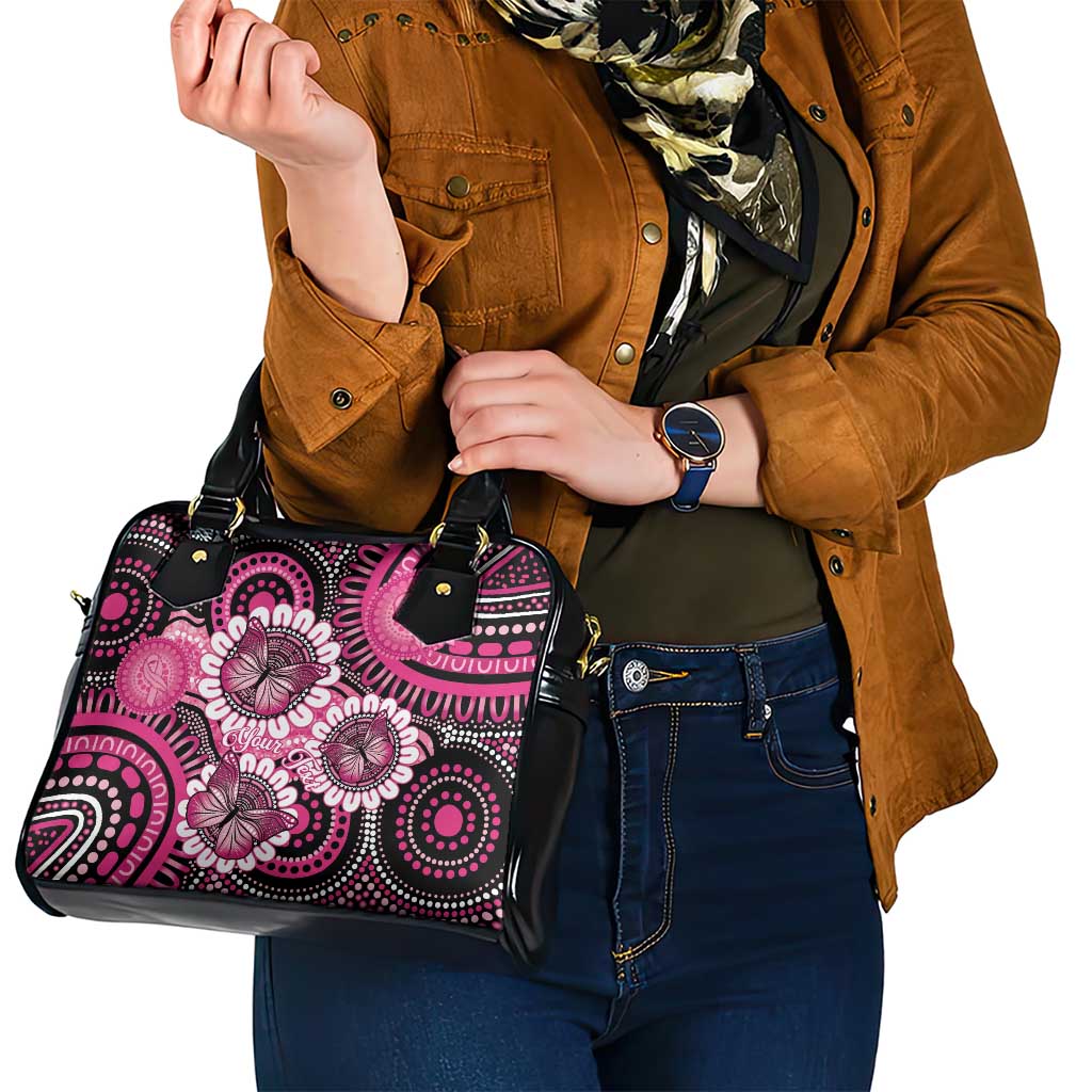 Personalised Australia Indigenous Shoulder Handbag Breast Cancer Ribbon Think Pink - Black Version LT14