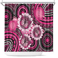 Personalised Australia Indigenous Shower Curtain Breast Cancer Ribbon Think Pink - Black Version LT14