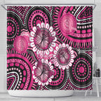 Personalised Australia Indigenous Shower Curtain Breast Cancer Ribbon Think Pink - Black Version LT14