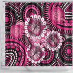 Personalised Australia Indigenous Shower Curtain Breast Cancer Ribbon Think Pink - Black Version LT14