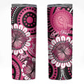 Personalised Australia Indigenous Skinny Tumbler Breast Cancer Ribbon Think Pink - Black Version LT14