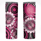 Personalised Australia Indigenous Skinny Tumbler Breast Cancer Ribbon Think Pink - Black Version LT14