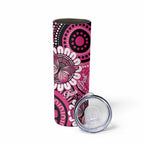Personalised Australia Indigenous Skinny Tumbler Breast Cancer Ribbon Think Pink - Black Version LT14