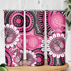 Personalised Australia Indigenous Skinny Tumbler Breast Cancer Ribbon Think Pink - Black Version LT14