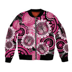 Personalised Australia Indigenous Sleeve Zip Bomber Jacket Breast Cancer Ribbon Think Pink - Black Version LT14