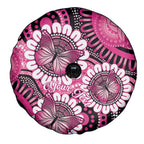 Personalised Australia Indigenous Spare Tire Cover Breast Cancer Ribbon Think Pink - Black Version LT14