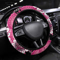 Australia Indigenous Steering Wheel Cover Breast Cancer Ribbon Think Pink - Black Version LT14
