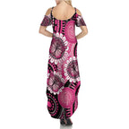 Personalised Australia Indigenous Summer Maxi Dress Breast Cancer Ribbon Think Pink - Black Version LT14