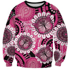 Personalised Australia Indigenous Sweatshirt Breast Cancer Ribbon Think Pink - Black Version LT14