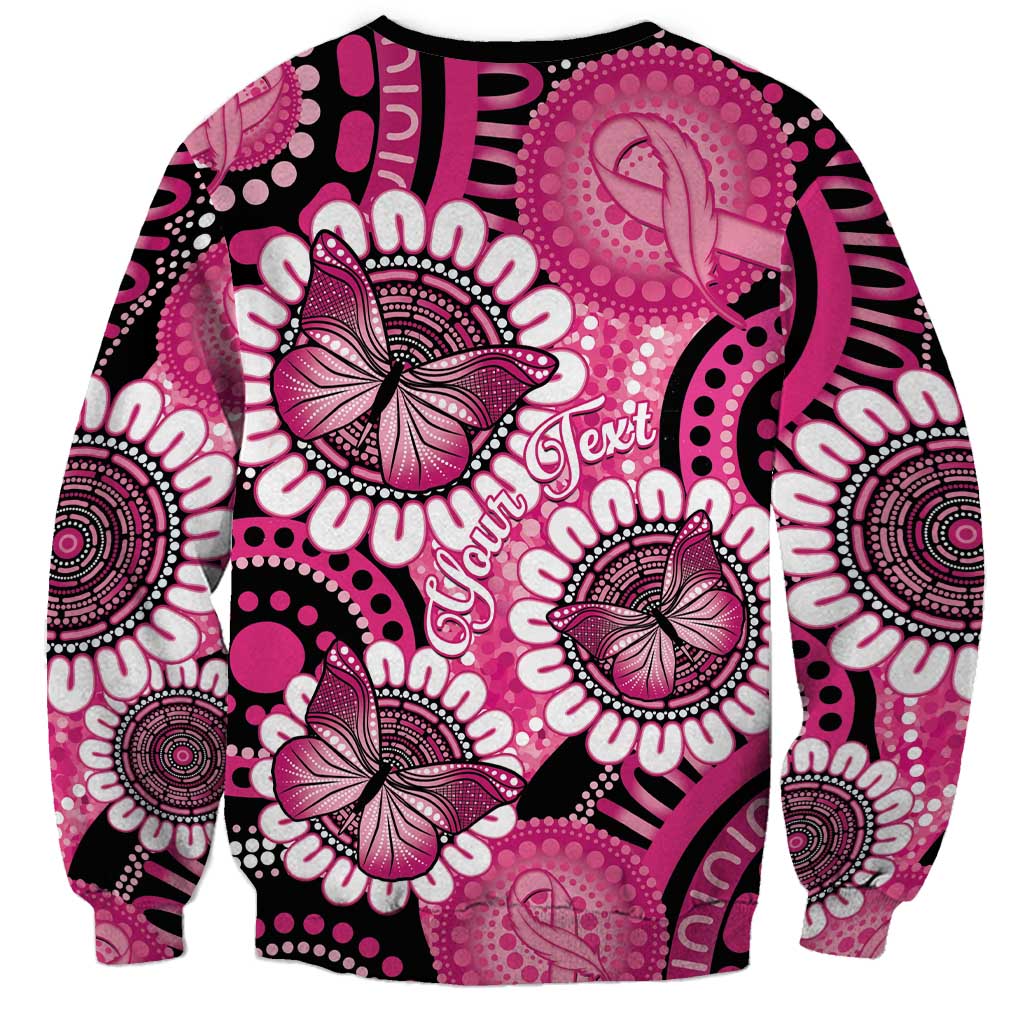 Personalised Australia Indigenous Sweatshirt Breast Cancer Ribbon Think Pink - Black Version LT14
