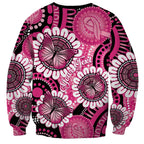 Personalised Australia Indigenous Sweatshirt Breast Cancer Ribbon Think Pink - Black Version LT14