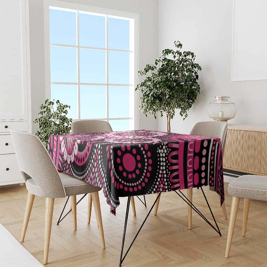 Personalised Australia Indigenous Tablecloth Breast Cancer Ribbon Think Pink - Black Version LT14