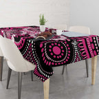 Personalised Australia Indigenous Tablecloth Breast Cancer Ribbon Think Pink - Black Version LT14