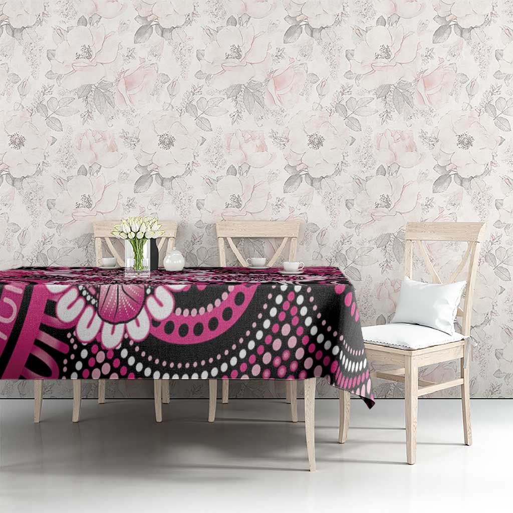 Personalised Australia Indigenous Tablecloth Breast Cancer Ribbon Think Pink - Black Version LT14