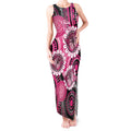 Personalised Australia Indigenous Tank Maxi Dress Breast Cancer Ribbon Think Pink - Black Version LT14