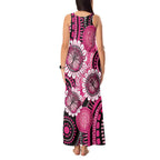 Personalised Australia Indigenous Tank Maxi Dress Breast Cancer Ribbon Think Pink - Black Version LT14