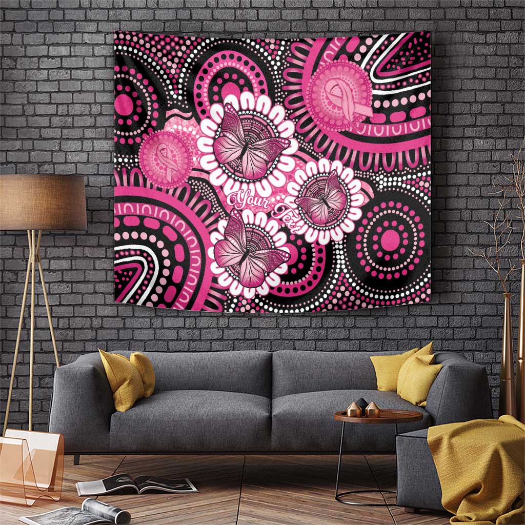 Personalised Australia Indigenous Tapestry Breast Cancer Ribbon Think Pink - Black Version LT14
