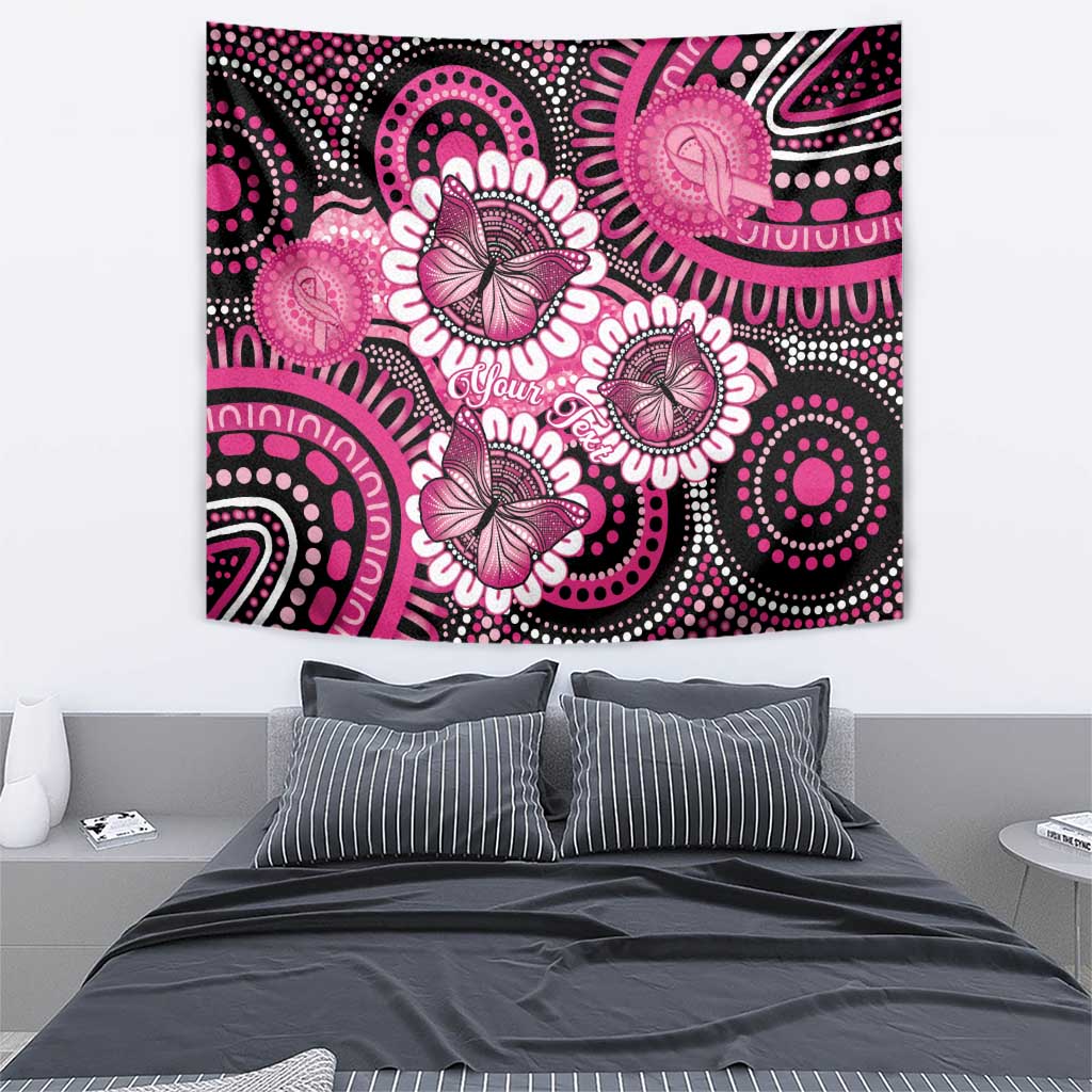 Personalised Australia Indigenous Tapestry Breast Cancer Ribbon Think Pink - Black Version LT14