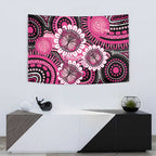 Personalised Australia Indigenous Tapestry Breast Cancer Ribbon Think Pink - Black Version LT14