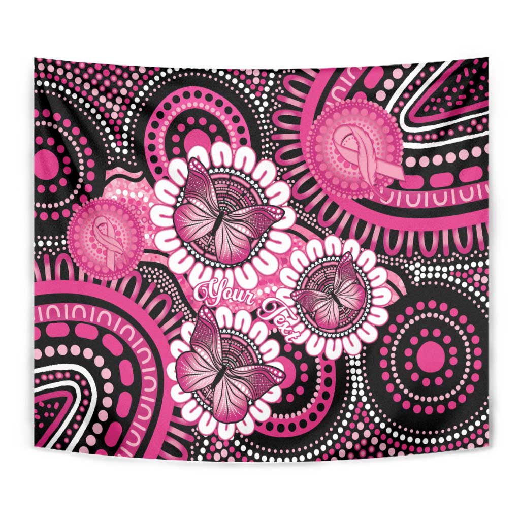 Personalised Australia Indigenous Tapestry Breast Cancer Ribbon Think Pink - Black Version LT14