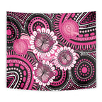 Personalised Australia Indigenous Tapestry Breast Cancer Ribbon Think Pink - Black Version LT14