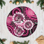 Australia Indigenous Tree Skirt Breast Cancer Ribbon Think Pink - Black Version LT14