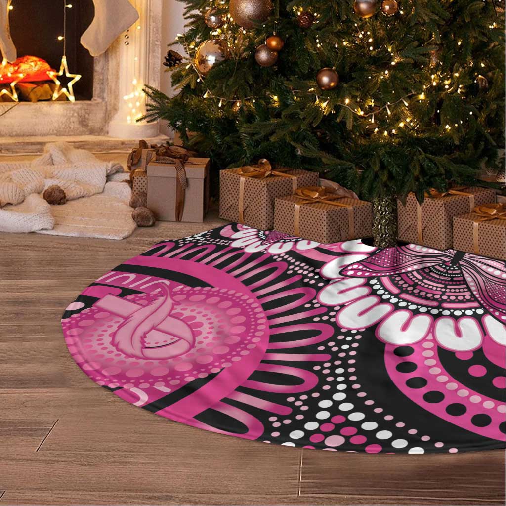 Australia Indigenous Tree Skirt Breast Cancer Ribbon Think Pink - Black Version LT14