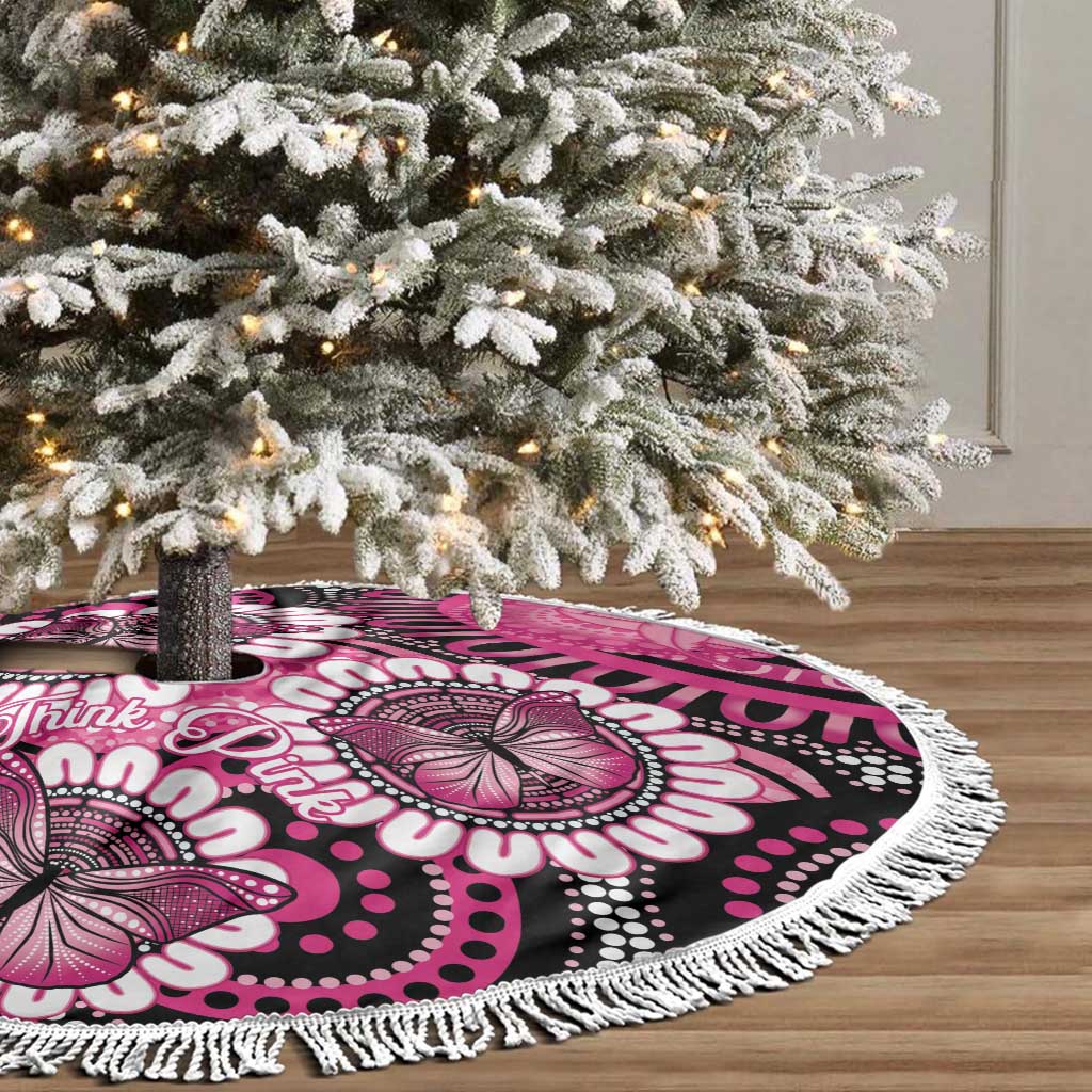 Australia Indigenous Tree Skirt Breast Cancer Ribbon Think Pink - Black Version LT14